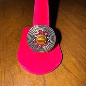 Sterling Silver 925 and Tiger’s Eye Coin Ring